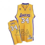 Camiseta Los Angeles Lakers Shaquille O'Neal NO 34 Retro Amarillo