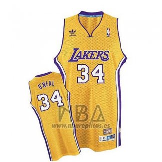 Camiseta Los Angeles Lakers Shaquille O'Neal NO 34 Retro Amarillo