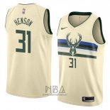 Camiseta Milwaukee Bucks John Henson NO 31 Ciudad 2018 Crema