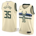 Camiseta Milwaukee Bucks Mirza Teletovic NO 35 Ciudad 2018 Crema