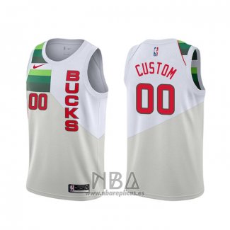 Camiseta Milwaukee Bucks Personalizada Earned Blanco