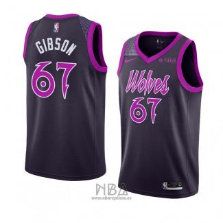 Camiseta Minnesota Timberwolves Taj Gibson NO 67 Ciudad 2018-19 Violeta