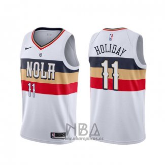 Camiseta New Orleans Pelicans Jrue Holiday NO 11 Earned Blanco