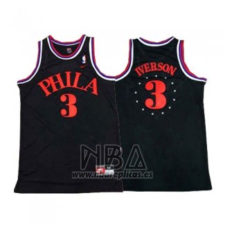 Camiseta Philadelphia 76ers Allen Iverson NO 3 Retro 1964 Negro