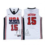 Camiseta USA 1992 Carmelo Anthony NO 15 Blanco