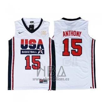 Camiseta USA 1992 Carmelo Anthony NO 15 Blanco