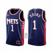 Camiseta Brooklyn Nets Bruce Brown NO 1 Ciudad 2021-22 Azul