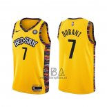 Camiseta Brooklyn Nets Kevin Durant NO 7 Ciudad 2020-21 Amarillo