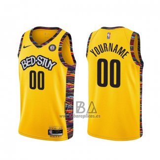 Camiseta Brooklyn Nets Personalizada Ciudad 2020-21 Amarillo