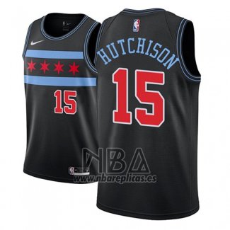 Camiseta Chicago Bulls Chandler Hutchison NO 15 Ciudad 2018-19 Negro