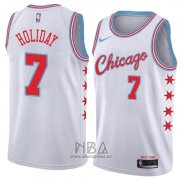 Camiseta Chicago Bulls Justin Holiday NO 7 Ciudad 2018 Blanco