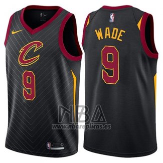 Camiseta Cleveland Cavaliers Dwyane Wade NO 9 Statement 2017-18 Negro