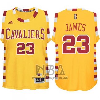 Camiseta Cleveland Cavaliers LeBron James NO 23 Retro Amarillo