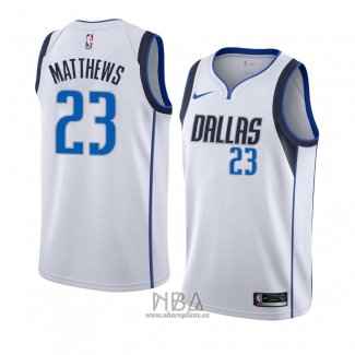 Camiseta Dallas Mavericks Wesley Matthews NO 23 Association 2018-19 Blanco