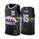 Camiseta Denver Nuggets Nikola Jokic NO 15 Ciudad 2019-20 Negro