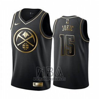 Camiseta Golden Edition Denver Nuggets Nikola Jokic NO 15 Negro