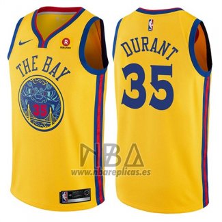 Camiseta Golden State Warriors Kevin Durant NO 35 Ciudad Amarillo