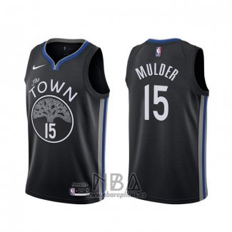 Camiseta Golden State Warriors Mychal Mulder NO 15 Ciudad Negro