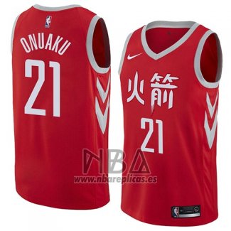 Camiseta Houston Rockets Chinanu Onuaku NO 21 Ciudad 2018 Rojo