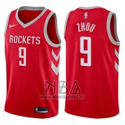 Camiseta Houston Rockets Zhou Qi NO 9 Swingman 2017-18 Rojo