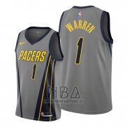 Camiseta Indiana Pacers T.j. Warren NO 1 Ciudad Gris