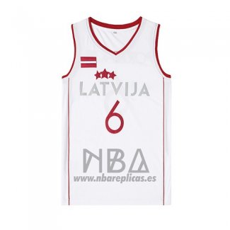 Camiseta Latvija Kristaps Porzingis NO 6 Blanco