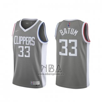 Camiseta Los Angeles Clippers Nicolas Batum NO 33 Earned 2020-21 Gris