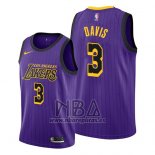 Camiseta Los Angeles Lakers Anthony Davis NO 3 Ciudad 2019 Violeta