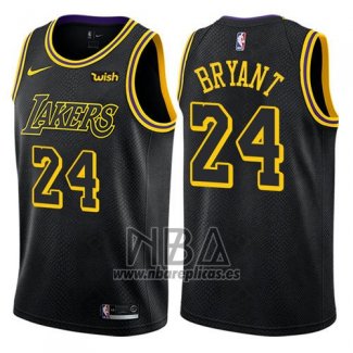 Camiseta Los Angeles Lakers Kobe Bryant NO 24 Ciudad 2017-18 Negro