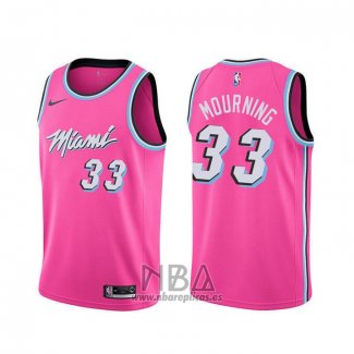 Camiseta Miami Heat Alonzo Mourning NO 33 Earned Rosa