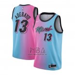 Camiseta Miami Heat Bam Adebayo NO 13 Ciudad 2020-21 Azul Rosa