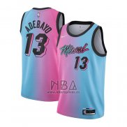 Camiseta Miami Heat Bam Adebayo NO 13 Ciudad 2020-21 Azul Rosa