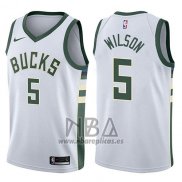 Camiseta Milwaukee Bucks D.j. Wilson NO 5 Swingman Association 2017-18 Blanco