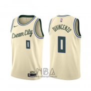 Camiseta Milwaukee Bucks Donte Divincenzo NO 0 Ciudad Crema