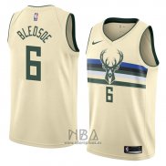 Camiseta Milwaukee Bucks Eric Bledsoe NO 6 Ciudad 2018 Crema