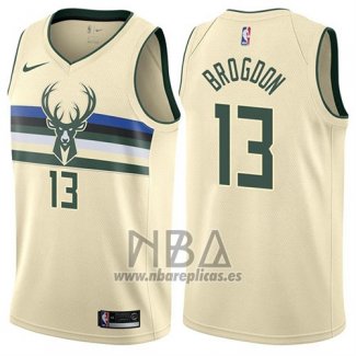 Camiseta Milwaukee Bucks Malcolm Brogdon NO 13 Ciudad Crema