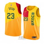 Camiseta Milwaukee Bucks Sterling Brown NO 23 Ciudad 2018-19 Amarillo