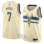 Camiseta Milwaukee Bucks Thon Maker NO 7 Ciudad 2018 Crema