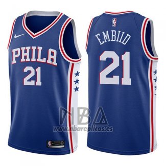 Camiseta Philadelphia 76ers Joel Embiid NO 21 2017-18 Azul