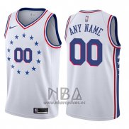 Camiseta Philadelphia 76ers Personalizada Earned 2019-20 Blanco