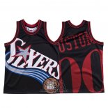 Camiseta Philadelphia 76ers Personalizada NO 0 Mitchell & Ness Big Face Negro