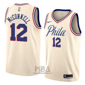 Camiseta Philadelphia 76ers T.j. Mcconnell NO 12 Ciudad 2018 Crema