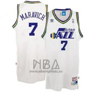 Camiseta Utah Jazz Pete Maravich NO 7 Retro Blanco