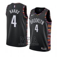 Camiseta Brooklyn Nets Jaylen Hands NO 4 Ciudad 2019 Negro