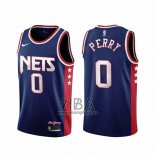 Camiseta Brooklyn Nets Reggie Perry NO 0 Ciudad 2021-22 Azul