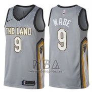 Camiseta Cleveland Cavaliers Dwyane Wade NO 9 Ciudad Gris