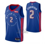 Camiseta Detroit Pistons Cade Cunningham NO 2 Ciudad 2020-21 Azul