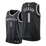 Camiseta Detroit Pistons Reggie Jackson NO 1 Ciudad Edition Negro