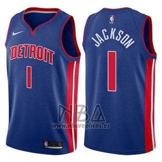 Camiseta Detroit Pistons Reggie Jackson NO 1 Icon 2017-18 Azul