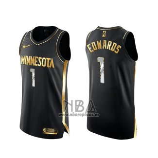 Camiseta Golden Edition Minnesota Timberwolves Anthony NO 1 Edwards 2020-21 Negro